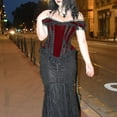 thumbnail image 2 of Goth Victoria Mall Gothic Elegant Ruffles Tank Tops Grunge Punk Lace Trim Bodycon Crop Top Women Vintage Sexy Velvet Outfit, 2 of 13