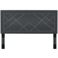 thumbnail image 4 of Contemporary Modern Urban Designer Bedroom King Size Headboard, Rivet Nail, Fabric, Grey Gray, 4 of 5