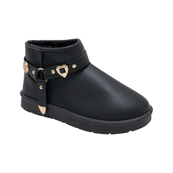 bebe Women's Winter Boots – Warm Faux Fur Lined Slip-On Booties, Cozy Platform Winter Shoes with Charms