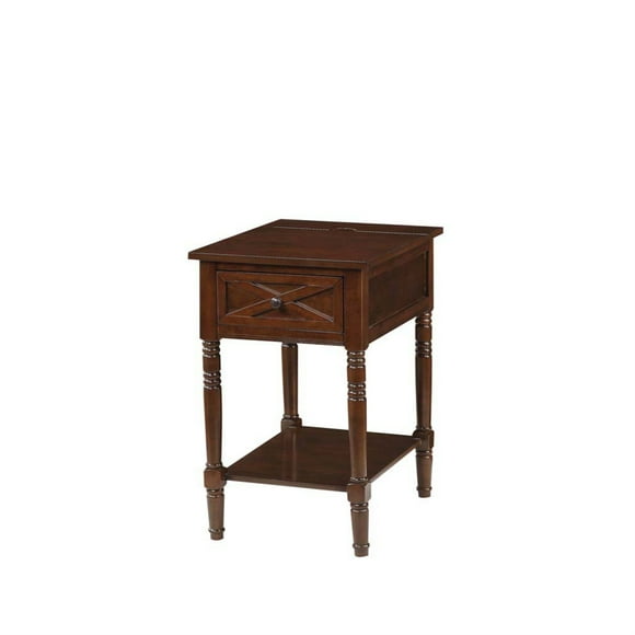 Mesa auxiliar Country Oxford de 1 cajón con estación de carga y estante Convenience Concepts V2-199