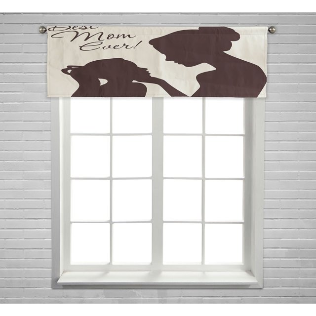ABPHQTO Madre Hija Siluetas Best Mom Ever Ventana Cortina Valance Rod Pocke 45x130 cm