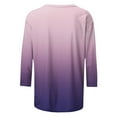 thumbnail image 5 of JURANMO Womens Beach Vacation Clothes Fashion 3/4 Sleeve Round Neck Shirts Casual Pleated Front T Shirts Gradient Print Going Out Tops Limited Time Sales of The Day Purple XL, 5 of 7