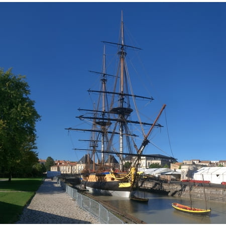 Ship replica of the Count de La Fayette at the site of the Hermione Rochefort Charente-Maritime Poitou-Charentes France Stretched Canvas - Panoramic Images (12 x (Best Replica Sneaker Sites 2019)