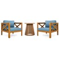 thumbnail image 2 of Patio Furniture Sets Patio Conversation Set, Outdoor Wood Leisure Seat(Set of 2),Armchair with Cushions,Acacia Wood Patio Side Table,for Backyard, Lawn, Balcony,Teak Finish,Blue cushion,Outdoor Patio, 2 of 13