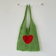 thumbnail image 1 of Bolsa Bolso de hombro de punto Bolso de mano tejido hueco de malla hecho a mano informal (Verde) JShteea Para Estrenar, 1 of 4