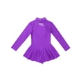 thumbnail image 4 of Moggemol Kids Girls Figure Ice Skating Leotard Dress Mesh Splice Roller Skating Dance Performance Purple 4, 4 of 7