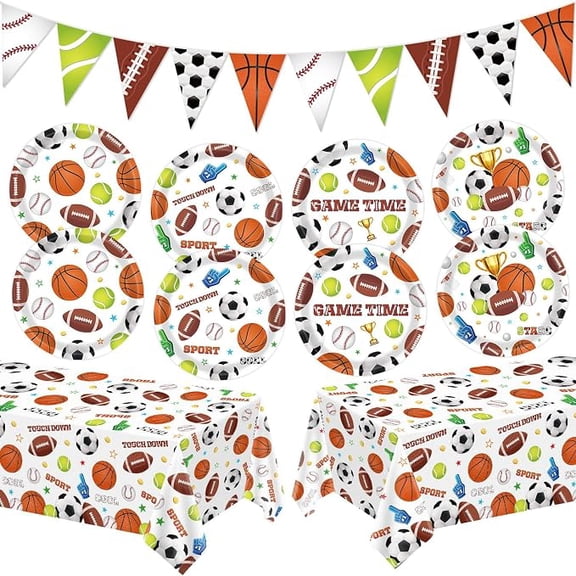 43 Piece Sports Themed Birthday Tableware Set