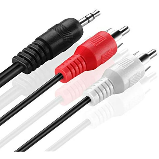 TNP 3.5mm to RCA Audio Cable (6 Feet) Bi-Directional Male to Male Nickel  Plated Connector AUX Auxiliary Headphone Jack Plug Y Adapter Splitter