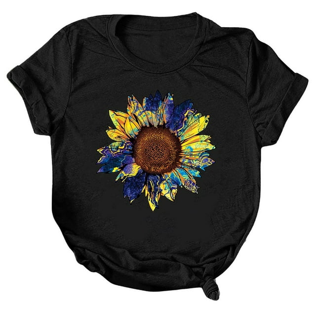 CHOK Blouse à Manches Courtes pour Femmes, T-Shirt à Manches Courtes Imprimé, Haut Décontracté de Plage