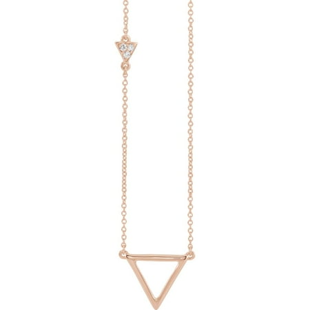 Diamond Triangle Necklace - 14k Rose Gold Polished .05 Dwt Diamond Triangle Necklace