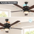 thumbnail image 3 of Ventilador de techo 52", 1 luz E27 60W, acabado marrón, 5 aspas reversibles, 3 velocidades, 3 of 8