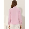 thumbnail image 4 of DARING DIVA Women's Contrast Color Button Down Long Sleeve Tie Neck Shirt XL Pink, 4 of 6