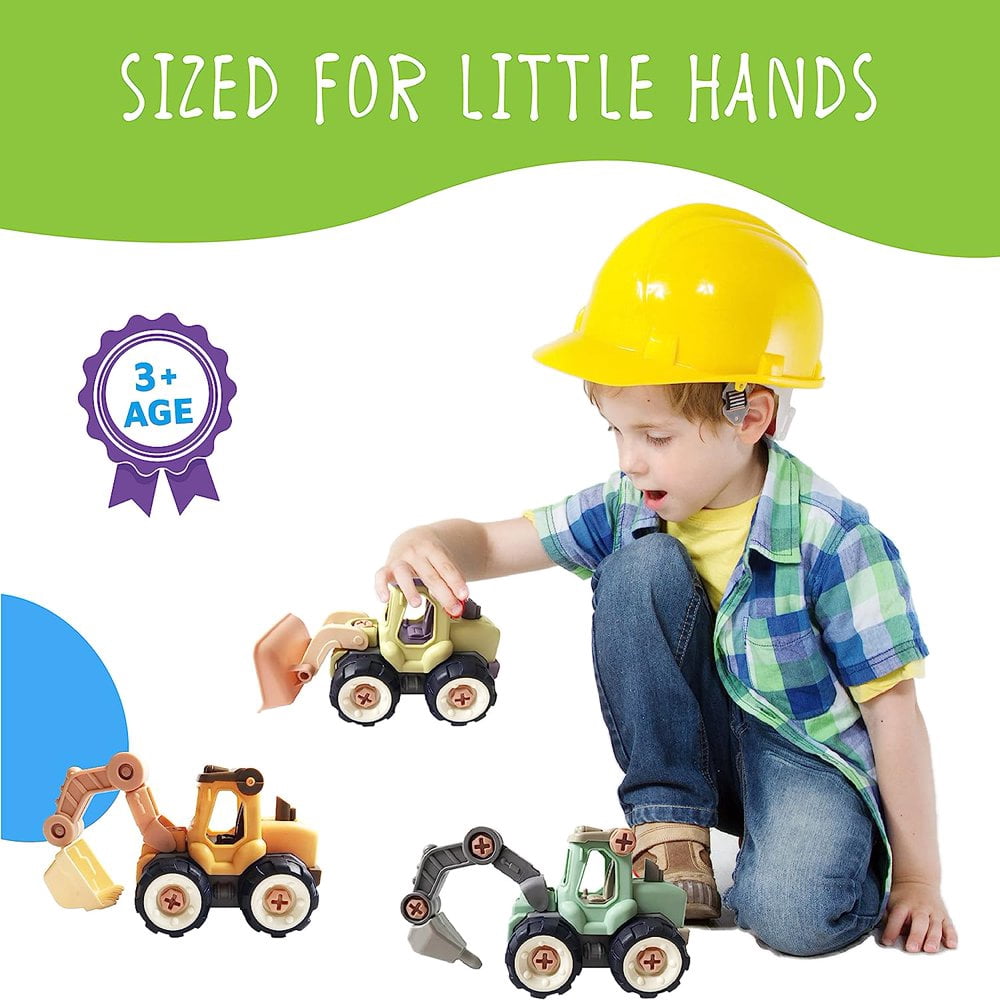 Jouet Construction 4 En 1 Enfant - Tracteur, Pelleteuse, Bulldozer, Rouleau - DIY Avec Tournevis