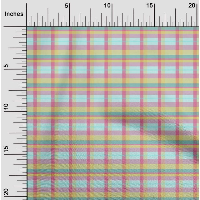 oneOone Polyester Lycra Fabric Madras Check Print Fabric BTY 56 Inch Wide