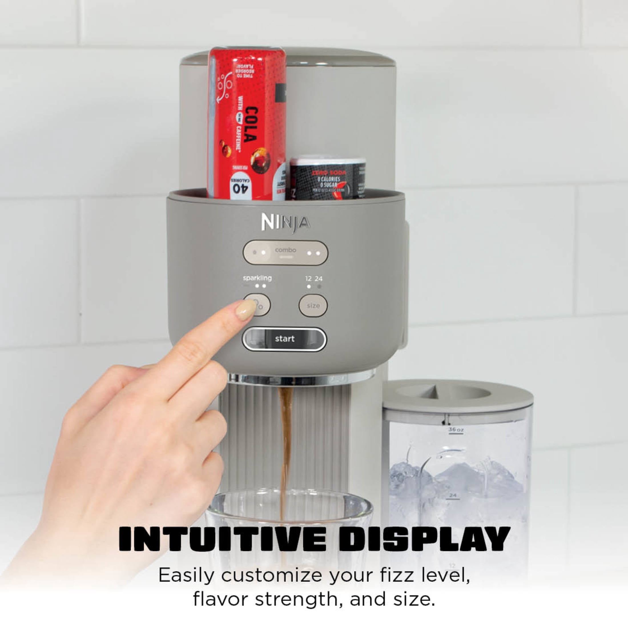Ninja Thirsti Ultimate Drink System, Sparkling or Still, 36-oz Removeable Temperature Sensitive Water Reservoir, WC3000SD1 Sand