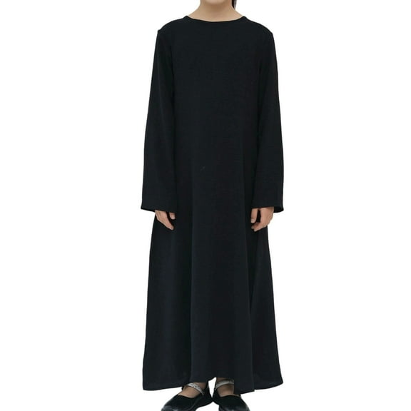 Krdevn Girls Dress Dubai Turkish Abaya Comfortable Layering Dress for Spring,11-12 Years