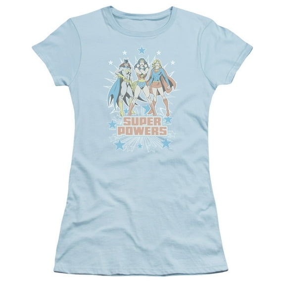 Wonder Woman Batgirl Supergirl Powers Blue Juniors T-Shirt-XX-Large