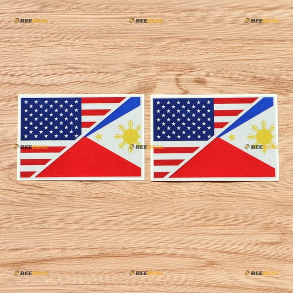 American Philippines Flag Merged Vinyl Decal Sticker - 2 Pack Reflective, 4 Inches - for Car Boat Laptop Cup 02121