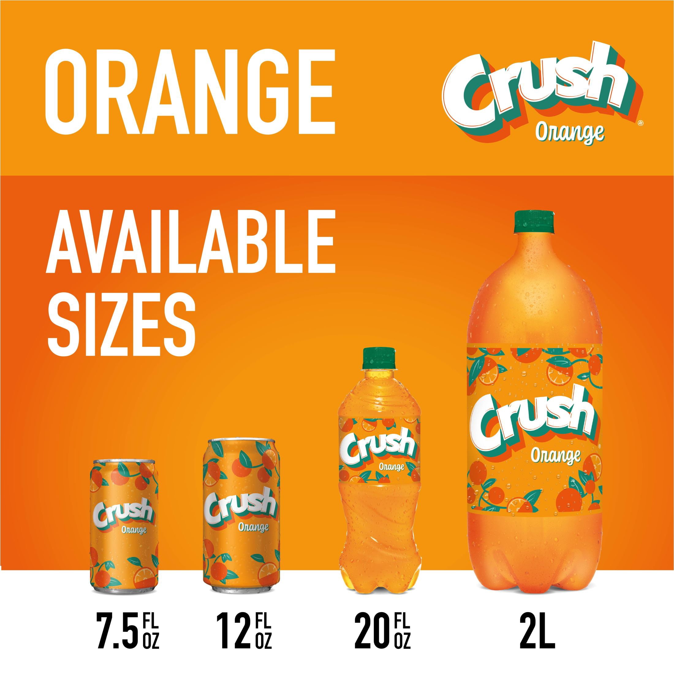 Crush Caffeine Free Orange Soda Pop, 12 fl oz, 12 Pack Cans