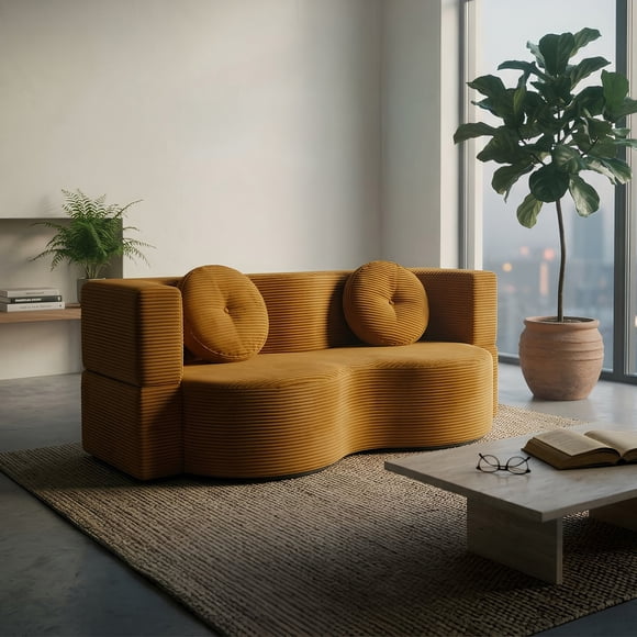 Sofacama Comprimido 2 plazas 200 x 100 x 68 cm para Sala Plegable Convertible Minimalista Multifuncional Bossa Zarya Naranja