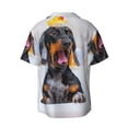 thumbnail image 6 of Lsque Puppy Sits In Bathtub print Men's Cuban Collar Short Sleeve Shirt Summer Beachwear Casual Button Down Fashionable Vacation Leisure Shirt-3X-Large, 6 of 7