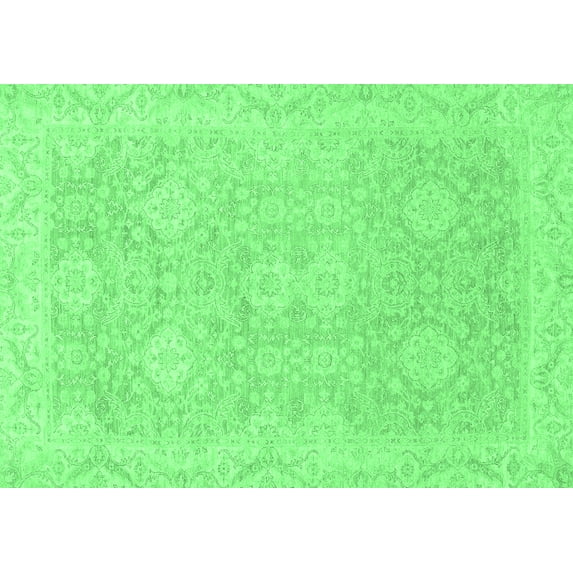 Ahgly Company Indoor Rectangle Oriental Emerald Green Traditional Area Rugs, 7' x 10'