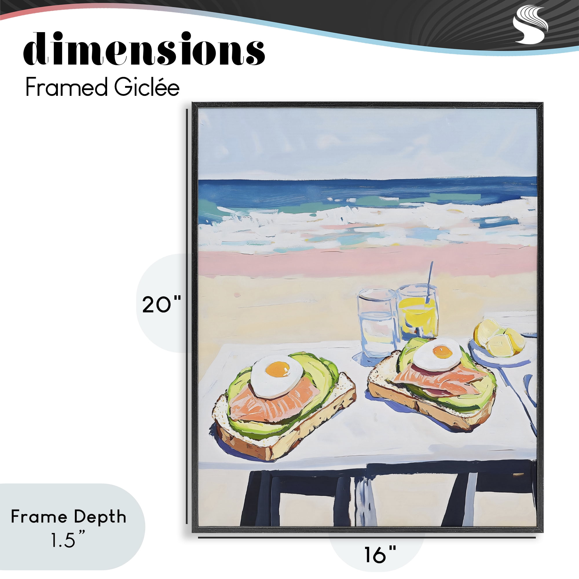 Stupell Industries Avocado Toast at Beach Black Framed Giclee Art, design by The Prints Vibe