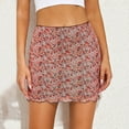 thumbnail image 2 of Golf Skirts for Women Sexy Floral Printed Mesh High Waist Double Layer Slim Hip Lifting Skorts Pink Casual Skater Skirt M, 2 of 7