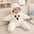 thumbnail image 6 of Halloween Baby Starfish Onesie, Thick Imitation Fleece Starfish Newborn Romper, Infant Footie Jumpsuit Winter Warm Outfits, 6 of 8