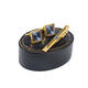 thumbnail image 1 of Set de gemelos y broches para corbatas para hombre, tono dorado con esmalte azul, 1 of 1