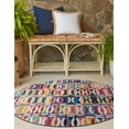 thumbnail image 3 of Unique Loom Outdoor Modern Collection Area Rug - Tiles (4' 1" Round Multi/Blue), 3 of 8