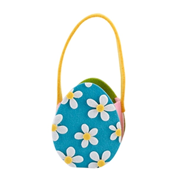 Bolsa de regalo de flores de Pascua, bolso floral para fiestas infantiles, dulces, vacaciones, portátil, adorable Azul