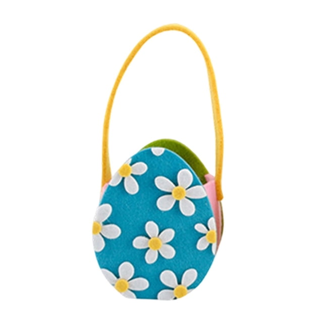 Bolsa de regalo de flores de Pascua, bolsita linda para festivales, portátil, para niños y niñas, huevos de Pascua Azul