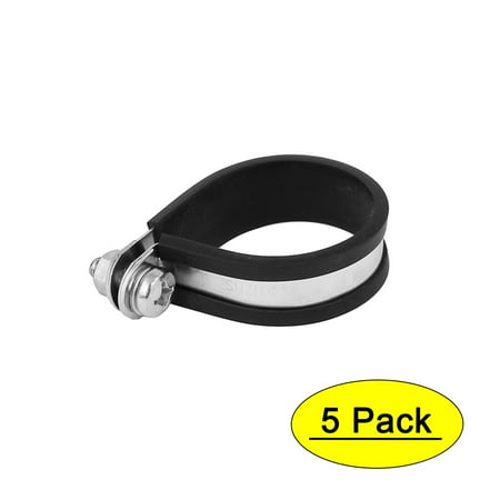 

Unique Bargains 35mm 304 Stainless Steel EPDM Rubber Lined P Clips Hose Pipe Clamp 5pcs