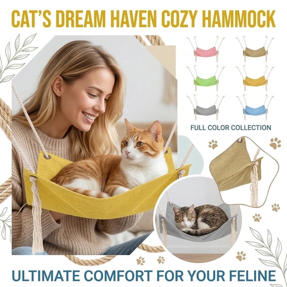 Cat Swing, Hammock Swing, Cat Hammock, Pet Bed, Cotton Linen, Green, 22X16 In, Rope, Cage Attachment, Breathable Fabric, Pet Cat Supplies, 1 Pc