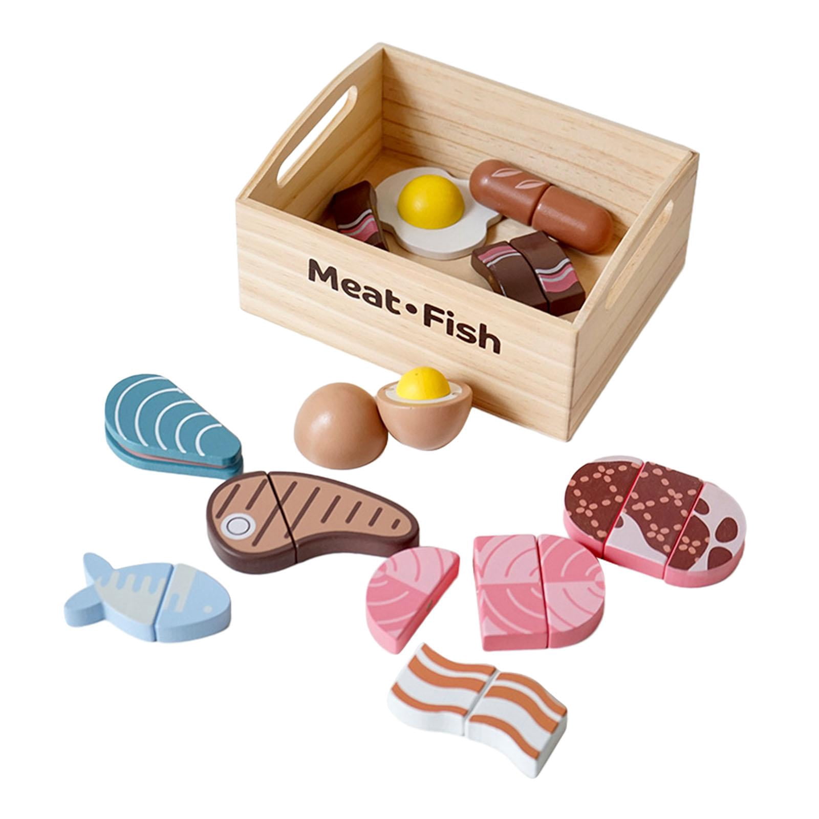 Esquirla Wooden Play Food Set Kitchen Playset Sorting,Coordination,Pretend Play Kitchen Toys,Pretend Food Play for Kids,for Boys Girls