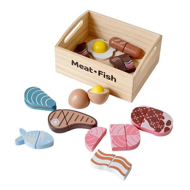 Juego de alimentos de madera para jugar, comida de imitación para niños, habilidad motora fina, juego de cocina, juguetes de cocina de simulación,