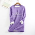 thumbnail image 2 of Feancey Letter Print Sweatshirts for Women Casual Fleece Lined Crewneck Pullover Winter Warm Pajama Tops Comfy Soft Fuzzy Loungewear Purple S, 2 of 6