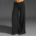 thumbnail image 2 of Plebaso Pants for Women Plus Size Casual Solid Color Low Waist Button Zipper Pants with Pockets Women's Wide Leg Pants, 2 of 5