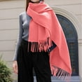 thumbnail image 2 of UJNDER Winter Scarf for Women Solid Color Tassel Shawl Warm Watermelon Red One Size, 2 of 4