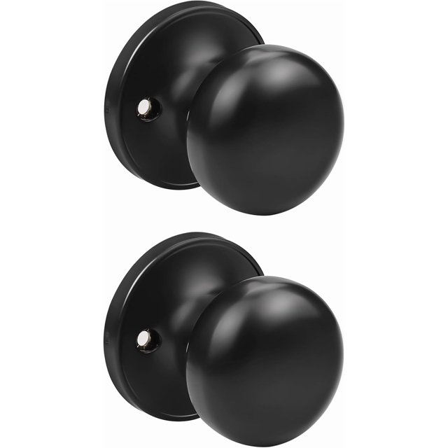 Matte Door Knob Passage Function Passage Door Knob for Hall and Closet Door Lockset NonLocking Round Ball Doorknob Colonial Style Door Handle Knob Left and Right Open