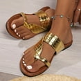 thumbnail image 5 of Fnooota Womens Flip Flops, Casual Slip On Holiday Summer Flat Sandals Gold Size 9, 5 of 8