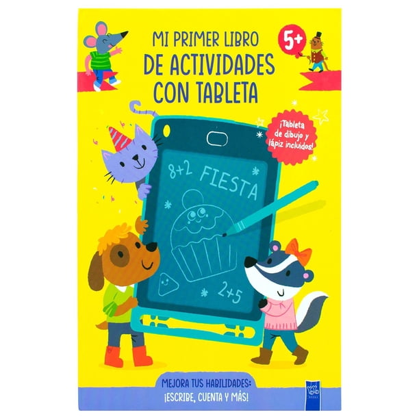 Libro infantil con tableta: Mi primer libro de actividades con tableta 5: ¡Escribe, cuenta y más! (Amarillo)