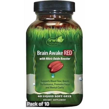Brain Awake Red with Nitric Oxide Booster (Pack of 10)