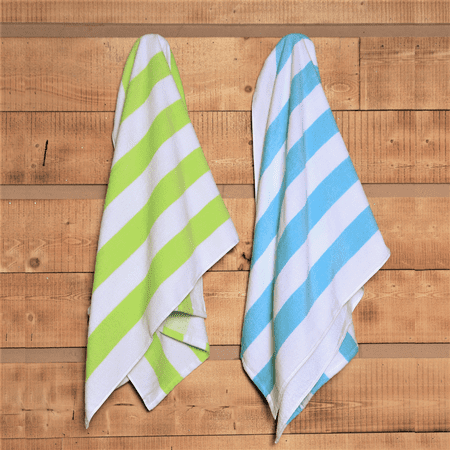 (2 pack) Mainstays Cabana Stripe Beach Towel Set, Lime & Teal