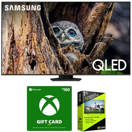 Samsung QN55Q80D 55 Inch QLED 4K Smart TV (2024 Model) Bundle with Microsoft $100 Xbox Gift Card and CPS 1 Year Extended Warranty