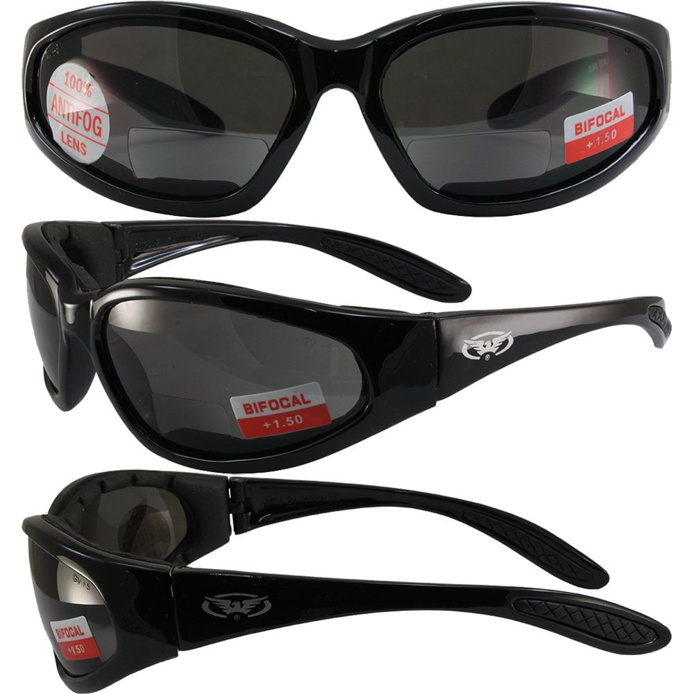 Global Vision Hercules Padded Motorcycle Safety Sunglasses Black Frame
