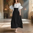 thumbnail image 7 of Hvyesh Costume Women Outfit with Renaissance Peasant Skirt + Off Shoulder Trumpet Sleeve Tops, Victorian Skirt High Waisted Button Skirt Set for Womens Halloween Costumes, 7 of 7