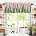 thumbnail image 3 of Christmas Tree Valances for Windows Winter Xmas Pine Tree Forest Snowflakes Pink Rod Pocket Curtain Valance Window Treatment Short Curtains for Kitchen Living Room, 60"x14", 3 of 5