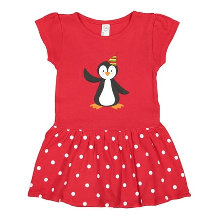 

Inktastic Cute Penguin Baby Penguin Penguin with Party Hat Gift Toddler Girl Dress